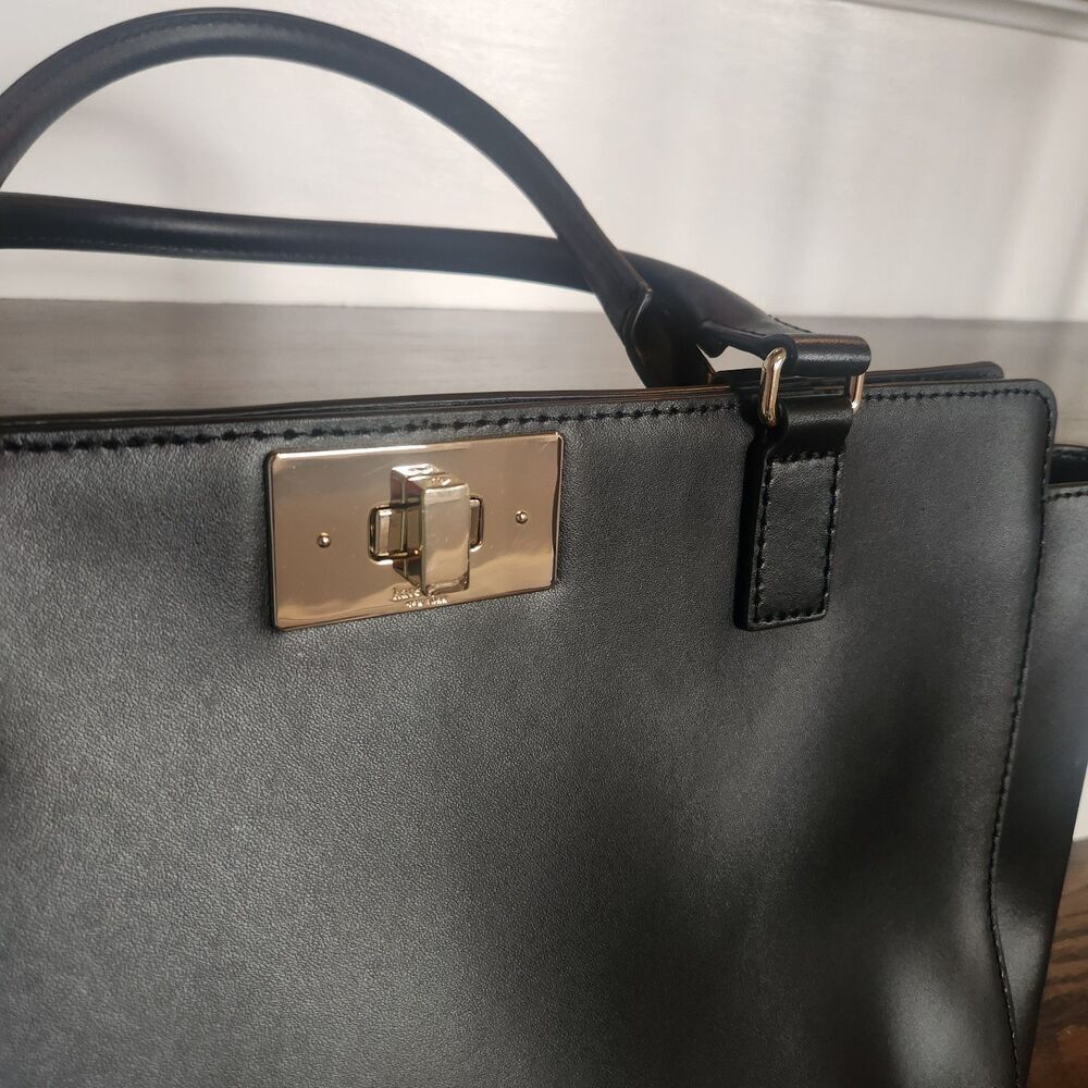 NEW Kate Spade New York Womens Kelsey Orchard Valley Leather Tote Bag Black - Picture 6 of 13